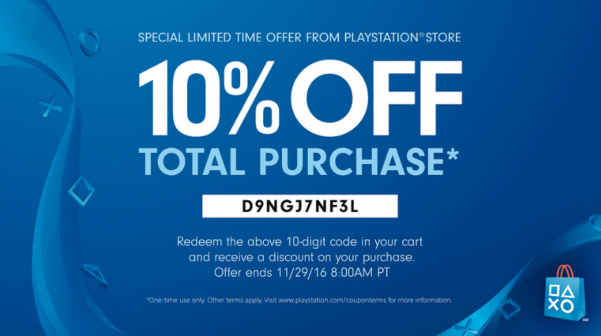 10% off total purchase banner from PS4